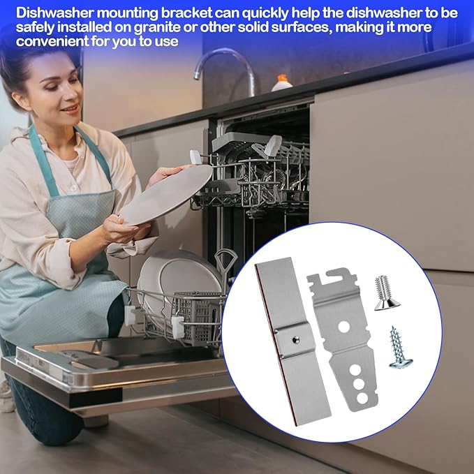 Granite Counter Mounting Bracket 2 Pack and 8269145 Undercounter Dishwasher Bracket 2 Pack Compatible With Most Brand Dishwashers WP8269145, AP6012289, PS11745496 (Comes With Screws)