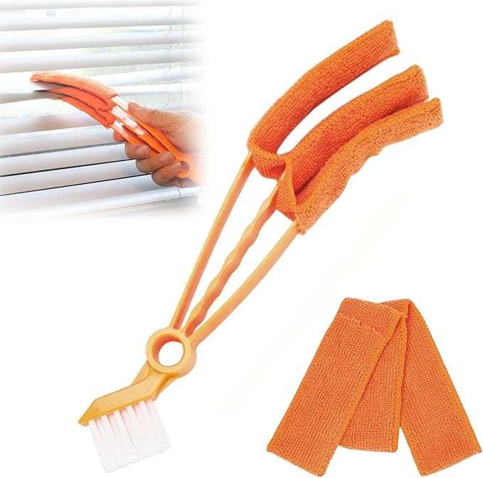 Removable Window Blind Cleaner, 2026 New Duster Brush with Microfiber Sleeves, Blind Cleaner Tools for Blinds Air Conditioner Keyboard Fan Dust (Orange, 1PCS)
