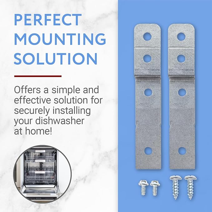 Impresa Dishwasher Side Mount Bracket Kit - Compare to DWBRACKIT1 - Silver Galvanized Steel - Compatible with Frigidaire & Electrolux Models - 2 Brackets & 4 Screws for Stone Countertops