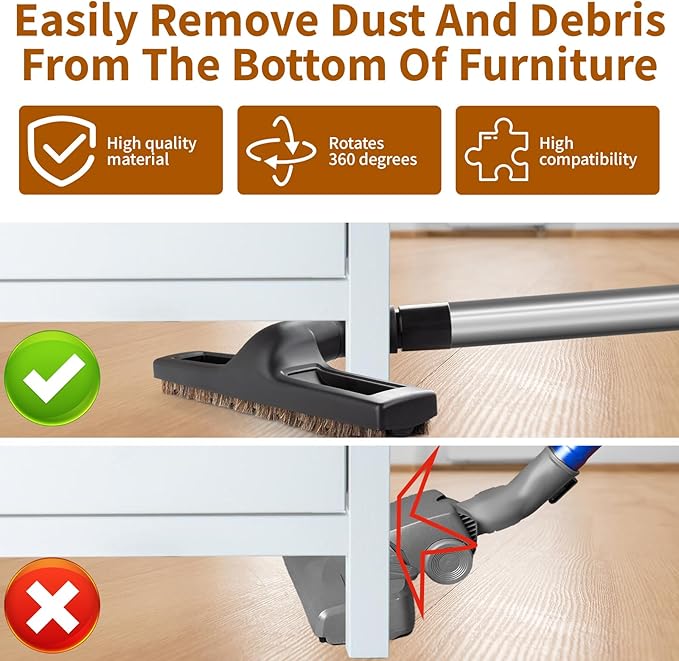 Universal Vacuum Floor Brush Attachments for Shark Vacuum Brush 12 inch - Vacuum Attachments and Brushes for Shark Rainbow Shop vac and Miele and Dyson Vacuum(12 Inch with Wheels,360°)