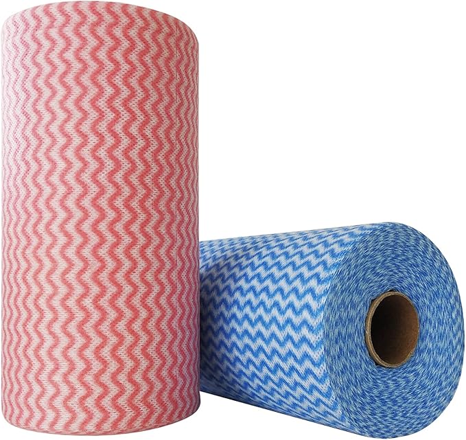 Reusable Cleaning Cloths Disposable Cleaning Cloth Dish Cloth Dish Towels Dish Rags All Purpose Cloths on 2 Rolls Blue&Red -200 Pieces