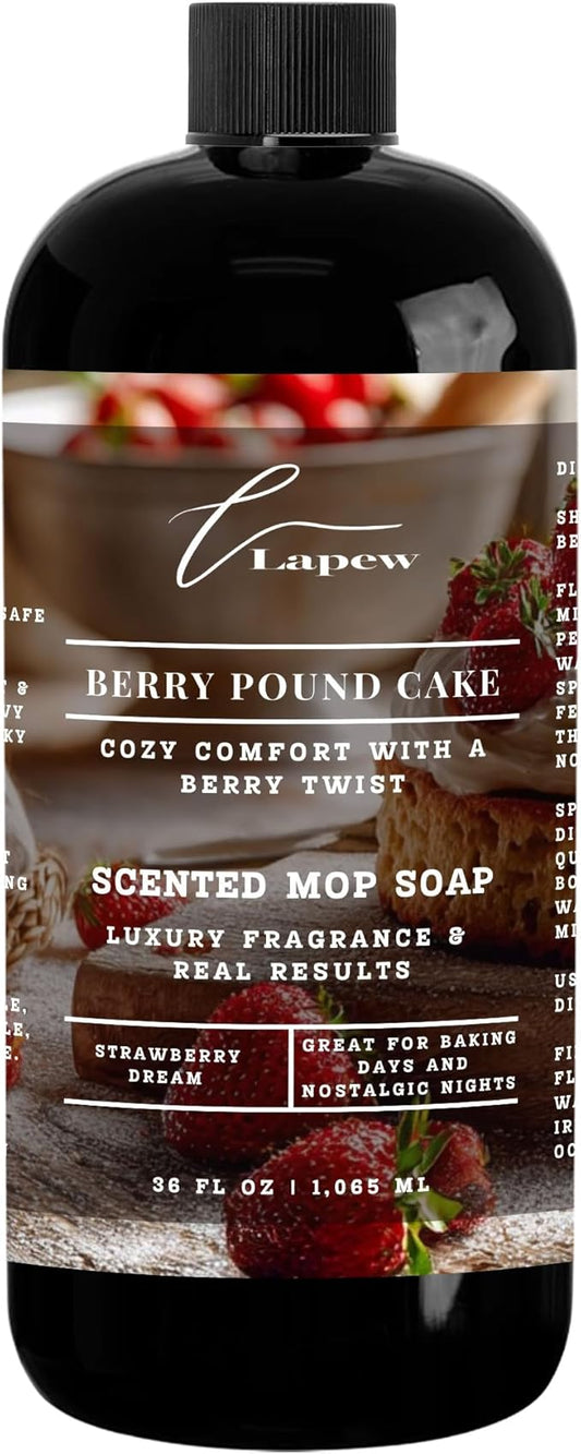 Luxury Floor Cleaner, Scented Mop Soap Concentrate | Hard Floor Cleaner for Tile, Vinyl, Laminate, LVP & Sealed Hardwood | Low-Foam, Streak-Free | 36 oz | Berry Pound Cake