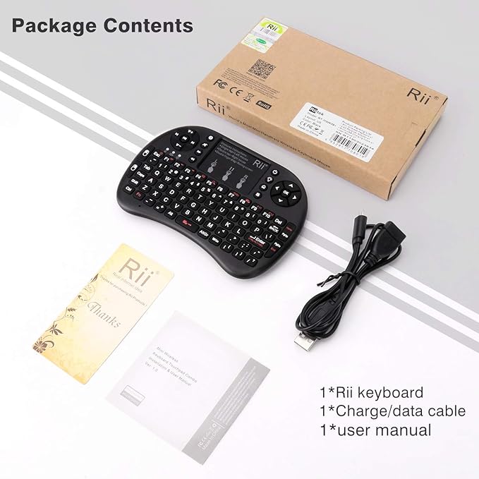 (Upgraded)Rii 2.4GHz Mini Wireless Keyboard with Touchpad,QWERTY,LED Backlit,Portable Keyboard for laptop/PC/Tablets/Windows/Mac/TV/Xbox/PS3/Raspberry Pi .(i8+ Black)