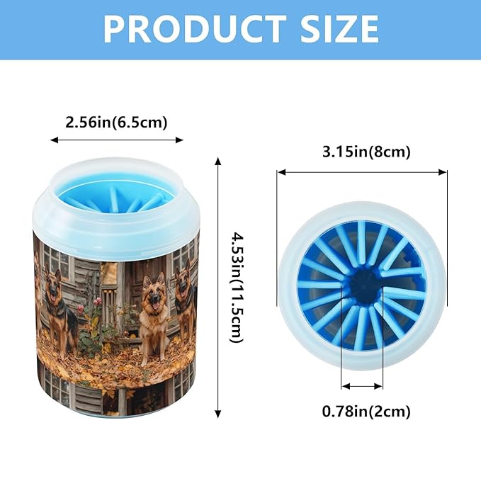 Dog Paw Cleaner Cups for Dogs Pets Foot Washer Paw Scrubber for Medium Small Cats Dogs Cleaning Cup Fall Leaves Cute German Shepher Dogs