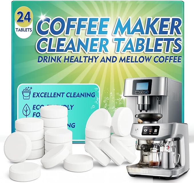Coffee Machine Cleaner Descaler Tablets, 24 Count, Coffee Maker Cleaner Compatible With Nespresso, Keurig, Ninja, Delonghi, Espresso Machine Cleaning Tabs, Descaling Solution for Coffee Pot Maker