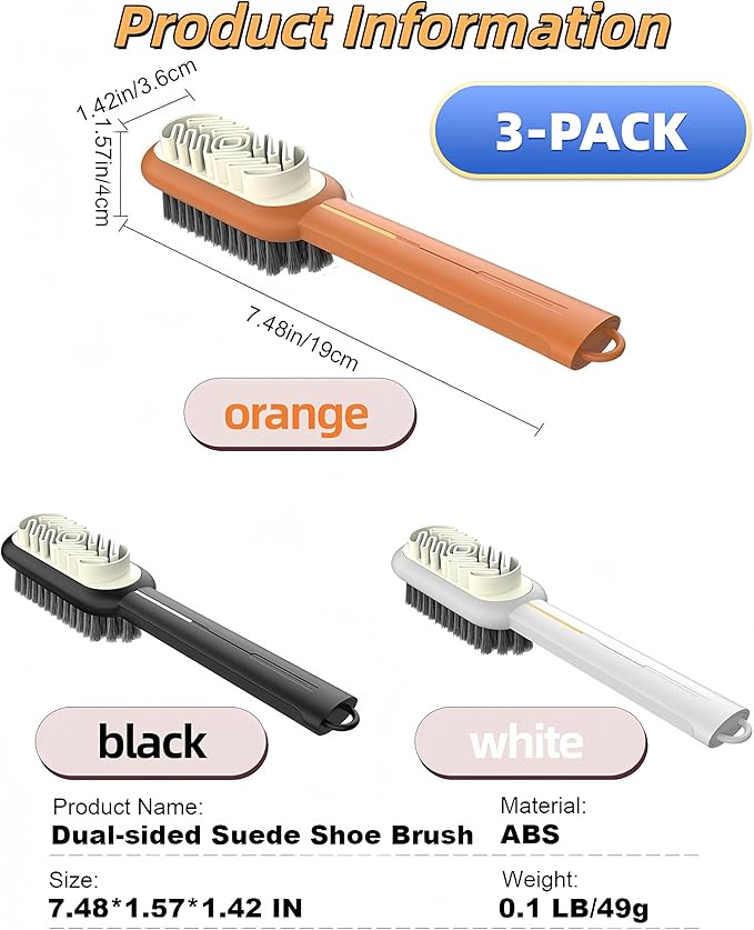 3 Pack Suede Shoe Brush Rubber Shoe Brushes,Suede Cleaner Brush for Shoes,Double-Sided Shoe Cleaning Brush with Soft Bristle,Polish Eraser for Suede Boot Cleaner and Nubuck Brush Shoe Scrubber