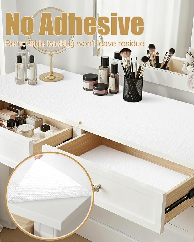 Shelf Liners for Kitchen Cabinets Non-Adhesive, Non-Slip Thickened Shelf Paper Waterproof Washable for Drawer Dresser Pantry Shelve Bathroom Protector Liner