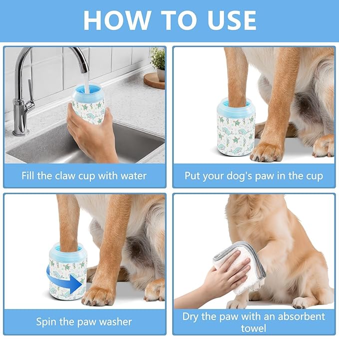 Dog Paw Cleaner Cups for Dogs Pets Foot Washer Paw Scrubber for Medium Small Cats Dogs Cleaning Cup Sea Whale Animals