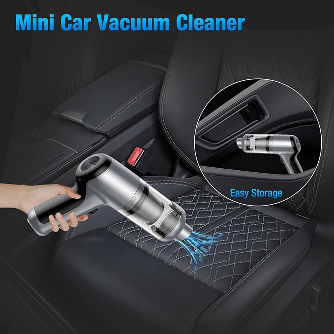 Fanisic Car Vacuum Handheld Vacuum Cleaner/Air Duster, 18000PA Strong Suction with Brushless Motor, Rechargeable Dust Buster/Hand Pump Low Noise for Car Detailing Home Office Cleaning