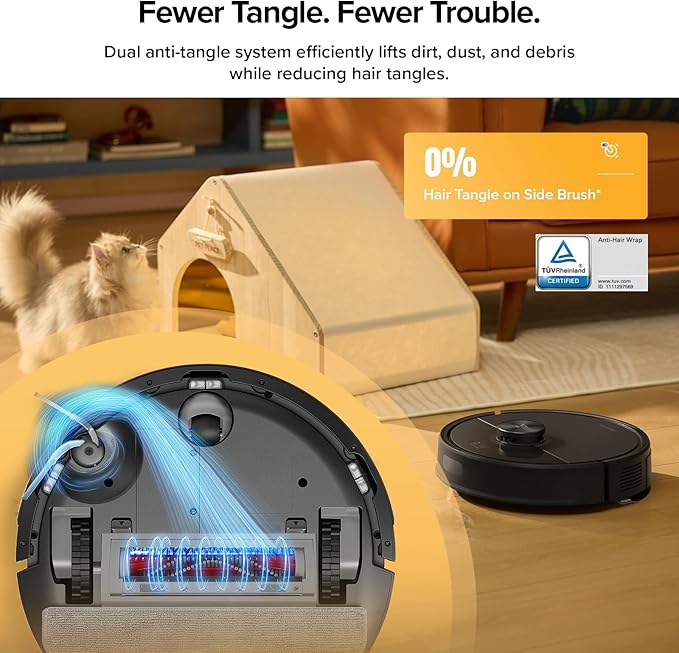 roborock Q7 M5+ Robot Vacuum and Mop, Upgraded from Q5 Max+, Up to 7-9 Weeks Self-Empty, 10000Pa Suction, Dual Anti-Tangle System for Pet Hair & Carpet, PreciSense LiDAR Navigation, App Control, Black