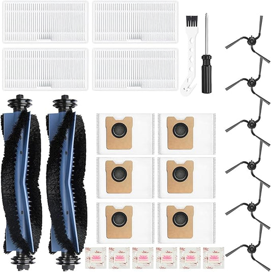 Replacement Kit for Eufy Robot Vacuum C10 – Includes: 2 Main Brushes, 4 Filters, 6 Side Brushes, 6 Dust Bags, 6 Scented Tablets, 1 Cleaning Brush & 1 Screwdriver