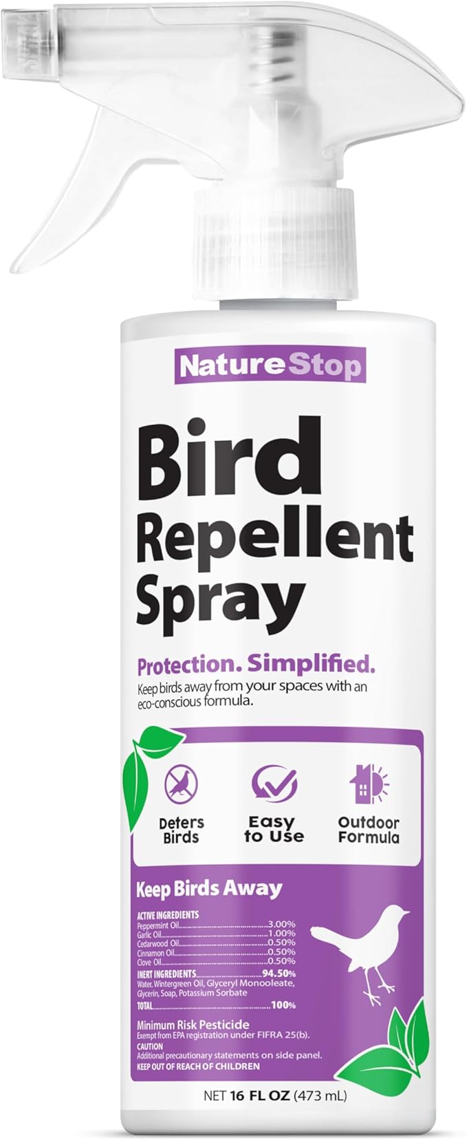 Bird Repellent Spray – Helps Deter Birds from Outdoor Surfaces & Garden Areas, 16 oz (475mL)