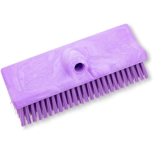 SPARTA 40423EC68 Plastic Floor Scrub Brush, Wall Brush, Equipment Brush With Nonabsorbent Bristles For Industrial Kitchens, Hospitals, Commercial Cleaning, 10 Inches, Purple, (Pack of 2)