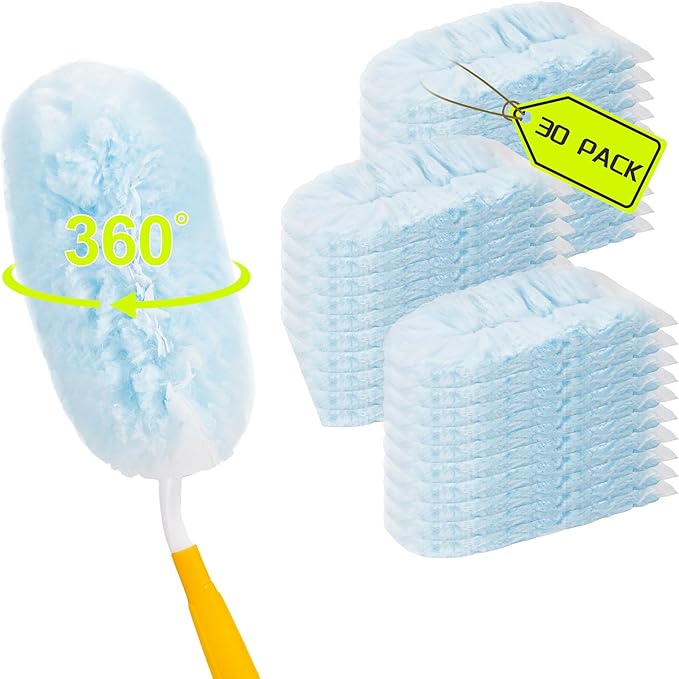 30 Count Disposable Dusters Refills Multi Surface 360° Heavy Duty Duster Refills Compatible with Swiffer Duster Refills