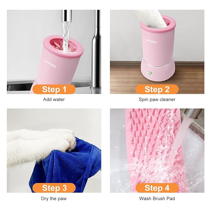 DOGNESS W01 Automatic Dog Paw Cleaner for Small to Medium Dogs (Pink)