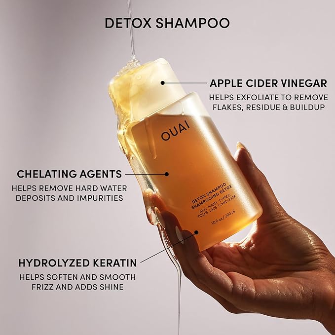 OUAI Hair Care Set - Clarifying Shampoo & Exfoliating Scalp Scrub - Deep Cleansing & Balancing - Hair Care Kit with Detox Shampoo & Travel Size Sugar Scrub for Scalp - Valentine's Day Gifts (2 Count)