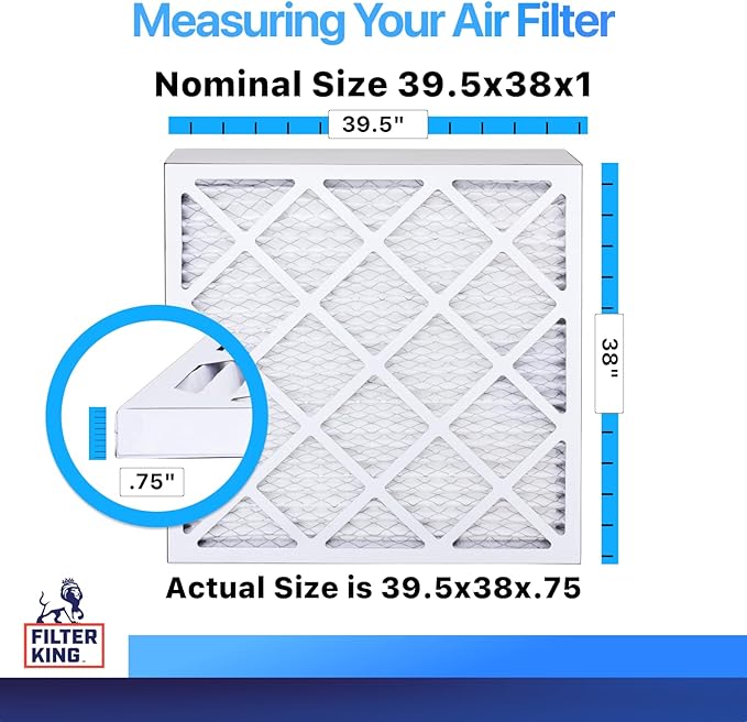 Filter King 39.5x38x1 Air Filter | 4-PACK | MERV 8 HVAC Pleated A/C Furnace Filters | MADE IN USA | Actual Size: 39.5 x 38 x .75"