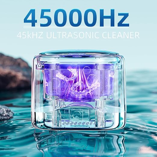 Ultrasonic Retainer Cleaner Machine 45KHz, 230ML Dentures Cleaner Machine with Tablets for Mouth Guards, Aligners, Braces & Jewelry
