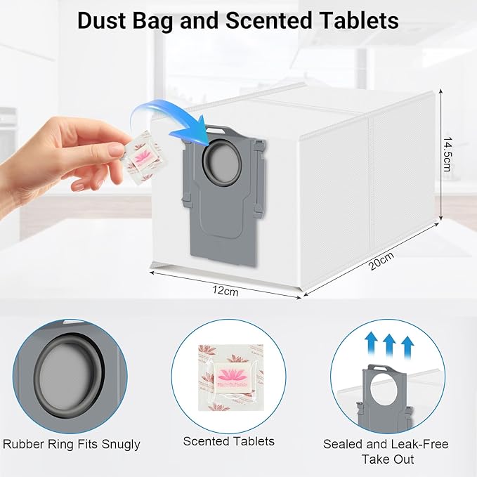 Replacement Kit for Roborock Saros 10 Robot Vacuum/G30 4 Main Brushes, 1 Base Station Brush, 4 Filters, D-Shaped & Round Mop Pads, 6 Side Brushes, 6 Dust Bags,1 Cleaning Brush