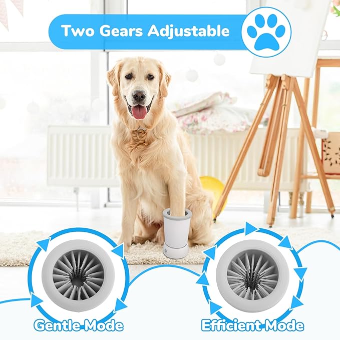 Automatic Dog Cleaner Washer and Massager, Electric Pet Foot Paws Washer for Dogs Cats, USB Portable Dog Feet Cleaner Cup for Small to Medium Dogs, Pet Grooming Supplies(White)