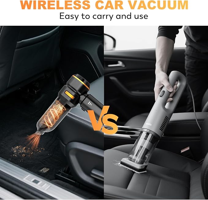 Handheld Car Vacuum Cleaner, 4-in-1 Cordless Vacuum Cleaner, 22000 PA High Power Portable Car Vacuum with Brushless Motor, for Home, Office, Camping (Black Golden)