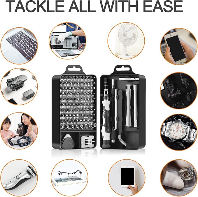 Precision Screwdriver Set, Premium 115 in 1 Magnetic Repair Tool Kit for Electronics, Computer, iPhone, Laptop, Game Console, Watch, Eyeglasses, and DIY