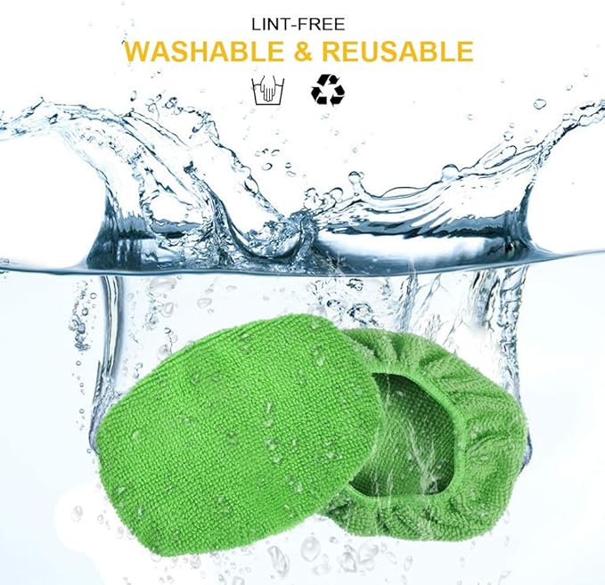 Microfiber Cleaning Cloth for Windshield Cleaning Tool, Windshield Cleanner Wand Replaceable Glass Cleaning Bonnets, Interior Auto Window Cleaner Washing Pads, Fit 5”, Green, 5 Pack