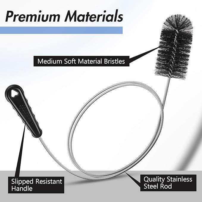 3 Pcs Condensate Trap Flexible Drain Brush, 48 Inch AC Drain Line Cleaning Brush for AC & HAVC Condensate P Trap, Black