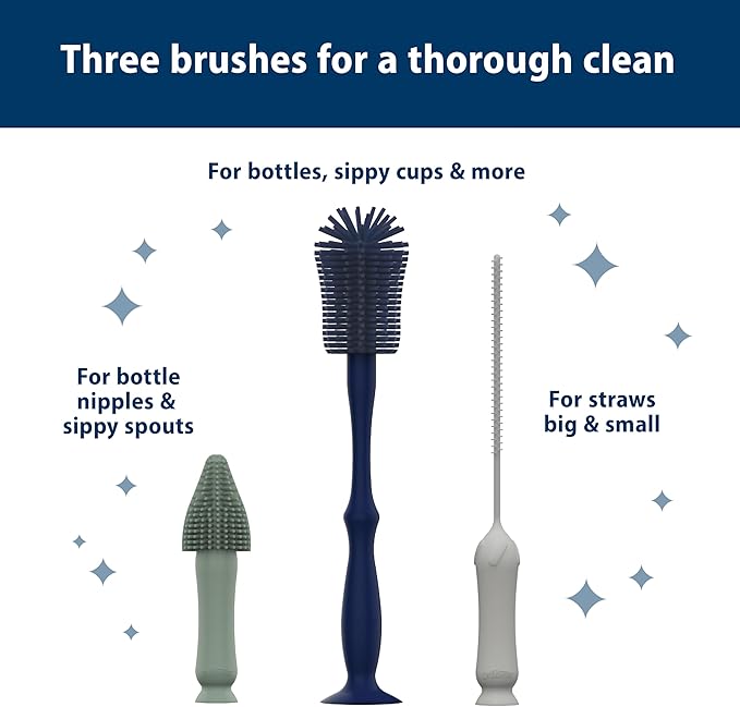 Dr. Brown's Silicone Cleaning Brush Set with Bottle, Spout, and Straw Brush, 3 Brushes to Clean Baby Bottles, Spouts, Nipples, and Straws, BPA Free – 36-Pack