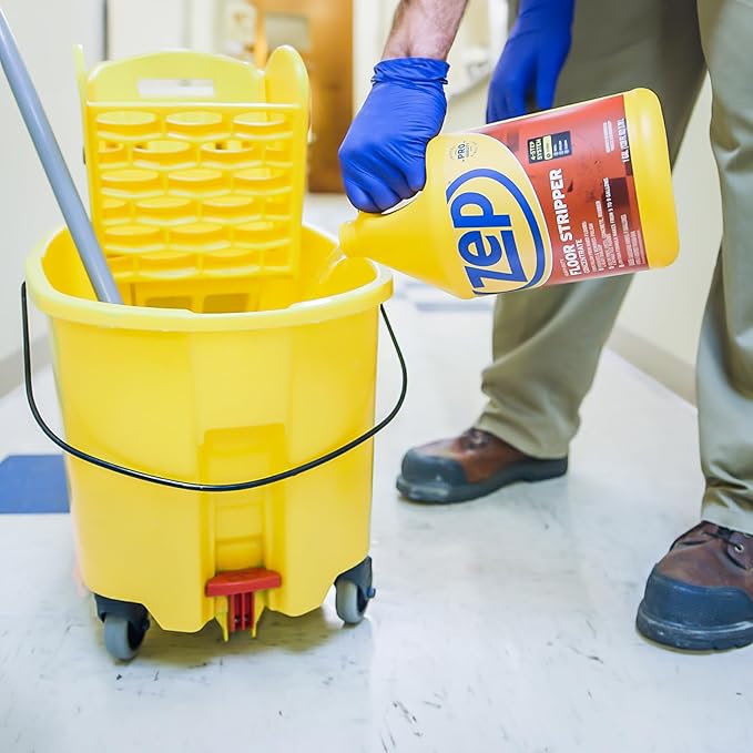 Zep Heavy-Duty Floor Stripper Ammonia Free Concentrate - 1 Gallon (Case of 2) ECZULFFS1282 - Low-Foaming Formula Removes Finish, Polish, and Heavy Buildup on Flooring