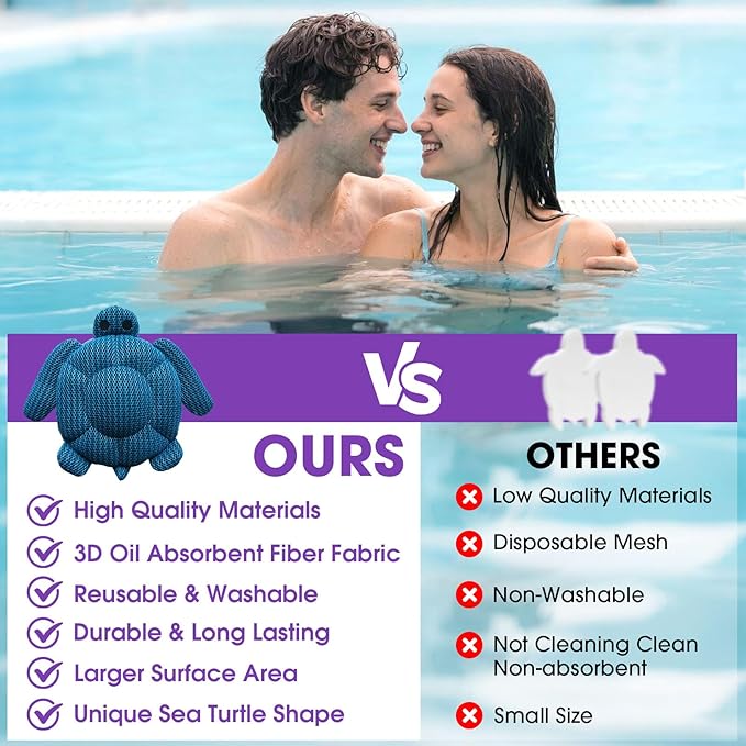 Hot Tub Scum Absorber, 2 Pack Hot Tub Accessories for Adults, Turtle Hot Tub Sponge Scum Cleaner Gifts for Spa, Reusable Oil Absorbing Scumbug Remover Keeps Water Clean