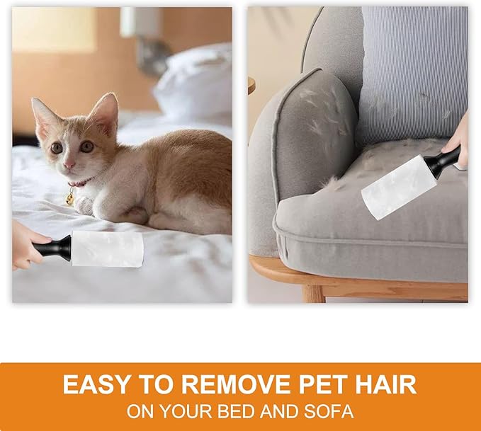 Cusbus Lint Rollers for Pet Hair - Extra Sticky, [450 Sheets/5 Refills] Lint Roller with 2 Upgraded Handles, Portable Lint Remover Brush for Dog & Cat Hair