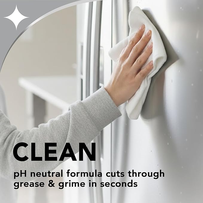 Weiman Stainless Steel Cleaner and Polish - Protects Appliances from Fingerprints and Leaves a Streak-Free Shine for Refrigerator, Dishwasher, Oven & Grill, Cleaning Supplies, Microfiber Cloth