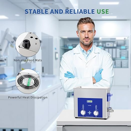 DK SONIC Industrial Ultrasonic Cleaner 6L,180W Commercial Sonic Cleaner with Encoded Timer,Heater&Basket, Multiple Functions for Carburetors, Motorcycle Engines, Chains