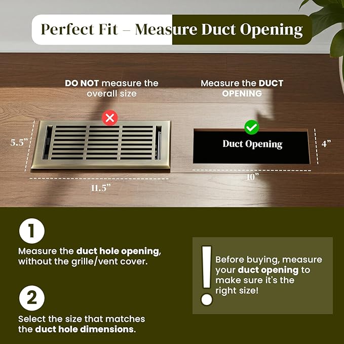EMPIRE REGISTER CO Linear Design, Heavy Duty Floor Vent Covers, Metal Damper Attached. Vent Covers for Floor only. (Floor, Antique Brass, 4 x 10 inch (Pack of 1))