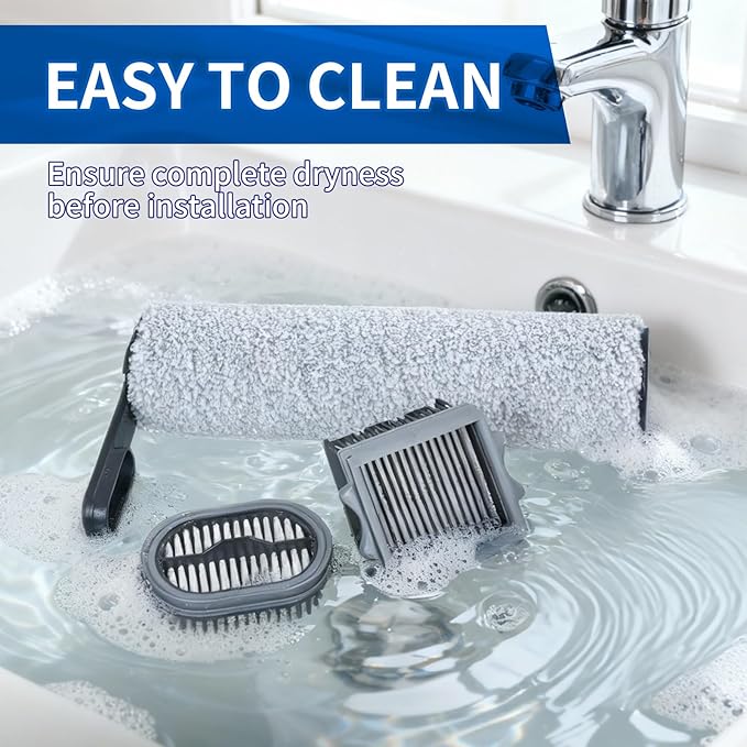 keluke Only S5Combo - Replacement Roller Brush and Filters Compatible with Tineco Floor One S5Combo Wet Dry Cordless Vacuum Cleaner(Not for Others S5 Series Models) 2 Brushes Roller,4 Filters