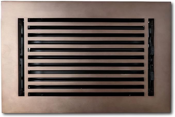 Madelyn Carter 6 x 10 Cast Aluminum Linear Vent Cover with Damper - Oil Rubbed Bronze (Overall: 7.25 x 11.5) | Floor Register - Wall Register