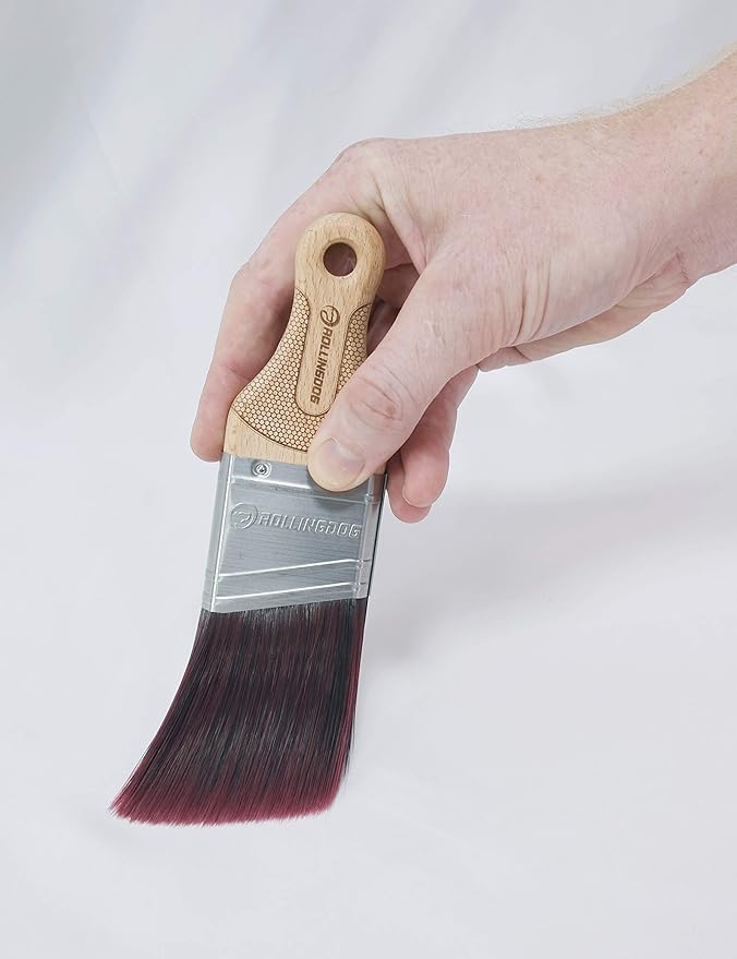 ROLLINGDOG 2 Inch Trim Brush - Short Handle Angled Paint Brush for Painting Walls, Furniture, Cutting in, Trim, Detail Painting