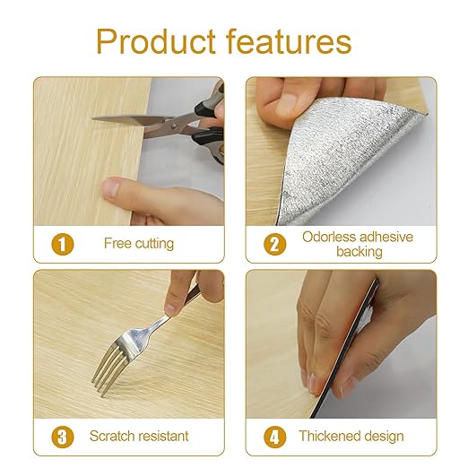 Luxury Thicken Wood Grain Peel and Stick Floor Tiles Self-Adhesive Vinyl Flooring Roll-DIY Easy for Wall and Floor,Hard Surface/Waterproof/Anti Slip (Raw Wood Color, 17.72 "W x 118" L)