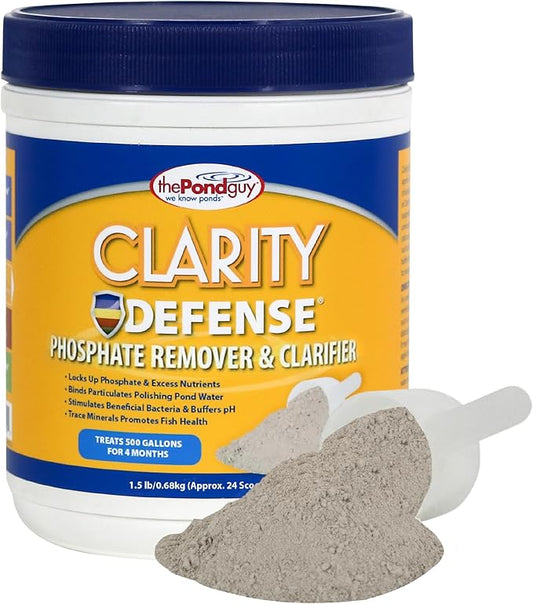 The Pond Guy Clarity Defense Water Garden Flocculant, Clear Cloudy Water, Stimulate Beneficial Microbe Growth, Fish, Plant & Animal Safe, 1.5 lbs