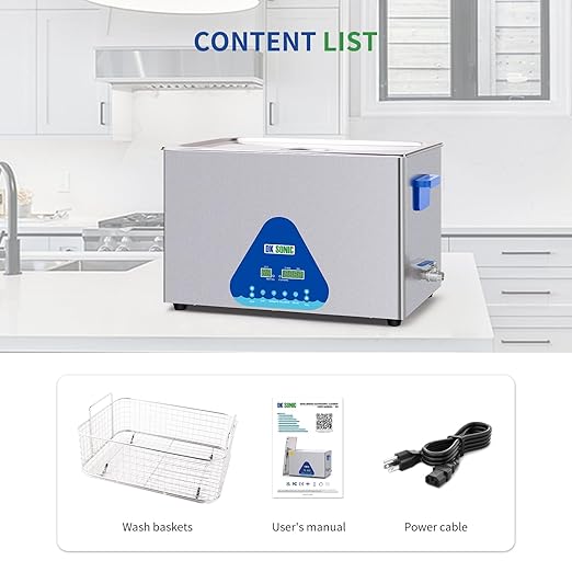 DK SONIC Ultrasonic Cleaner 30L,600W Industrial Ultrasonic Parts Cleaner with Heater&Timer, Digital Control&Basket, Multiple Functions for Motorcycle Engines,Carburetors, Chains