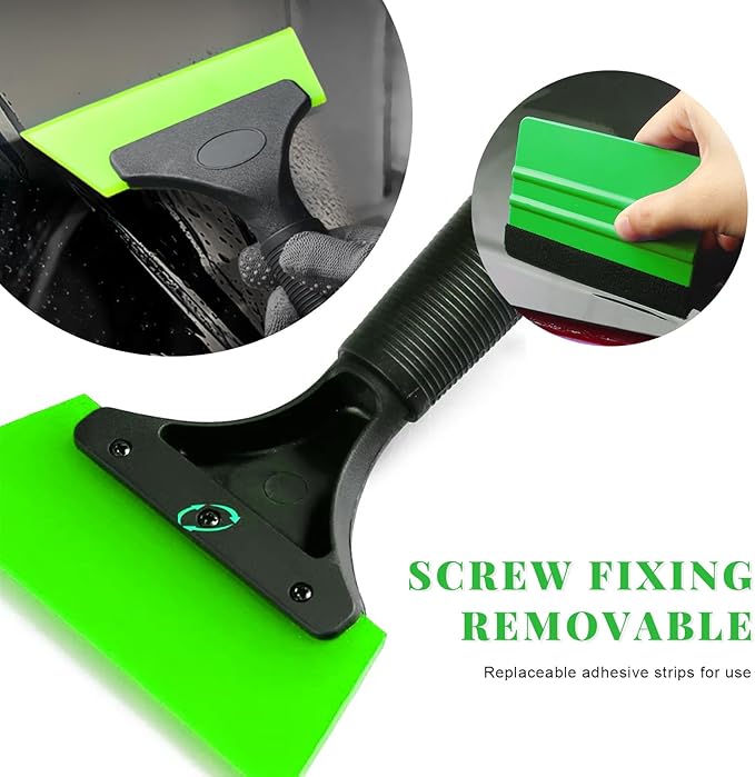 4 PCS Window Tint Kit Tools, Professional Vinyl Wrap Kit with Plastic Squeegee & Felt Squeegee, Universal Privacy Film Installation Tint Tools for Vehicle Glass Home (Green)