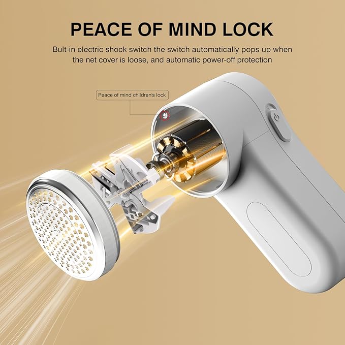 Fabric Shaver, Lint Remover Rechargeable, Electric Portable Sweater Defuzzer Digital LED Display to Remove Pilling for Clothes, Furniture, Sweater, (White with Three Shaver Blades)