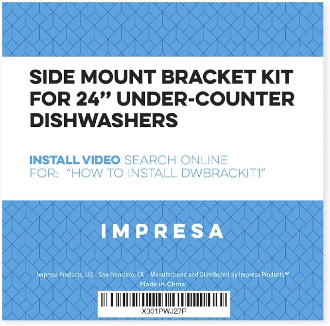Impresa Dishwasher Side Mount Bracket Kit - Compare to DWBRACKIT1 - Silver Galvanized Steel - Compatible with Frigidaire & Electrolux Models - 2 Brackets & 4 Screws for Stone Countertops