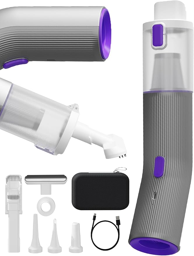 Cordless Car Vacuum, 4-in-1 Portable Mini Handheld Vacuum Cleaner with 15000pa High Power, 2 Suction Modes & Multi-Nozzles for Car Home Office Pet, Silver