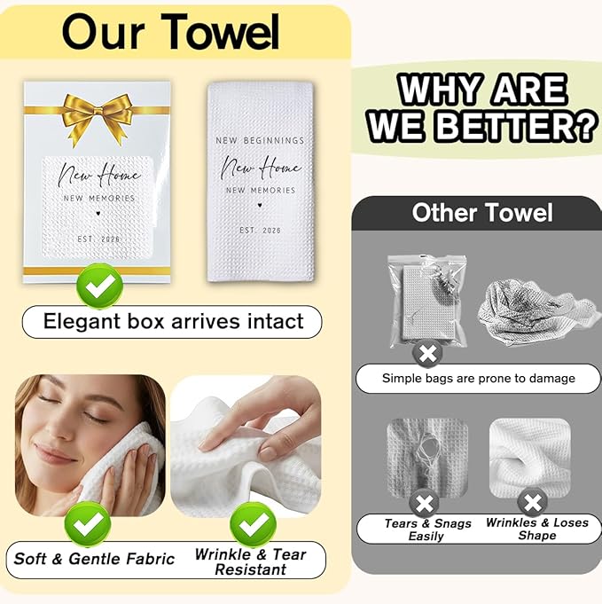1PC Housewarming Gifts for New House 2026 Kitchen Towels, New Beginnings Hand Towels, Ideal Gifts for Homeowner Decorative,Welcoming Home Sweet Home Tea Towels-Ab02