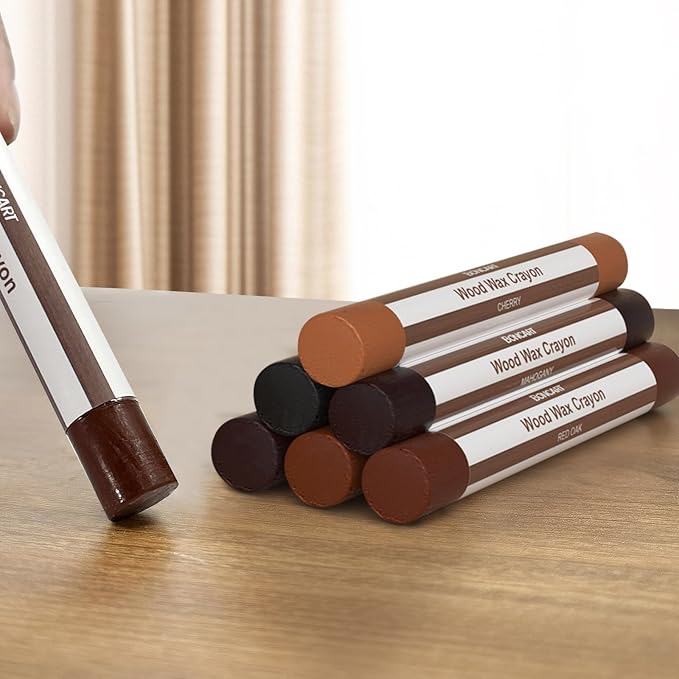 Wood Filler Sticks,6 Colors Wood Wax Crayons for Repairing Scratches, Scuffs, Cracks, and nail Holes on Wood Furniture, Floors, Cabinets, Tables, and Doors