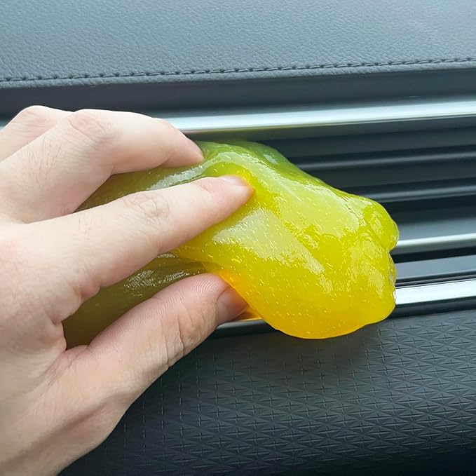 Car Cleaning Gel, Eco-Friendly & Biodegradable Detailing Putty for Car Interior, Reusable Slime for Vents, Keyboard Cleaner, Dust Cleaning Goop, Auto Accessories, Lemon Scented, 5.6 Oz