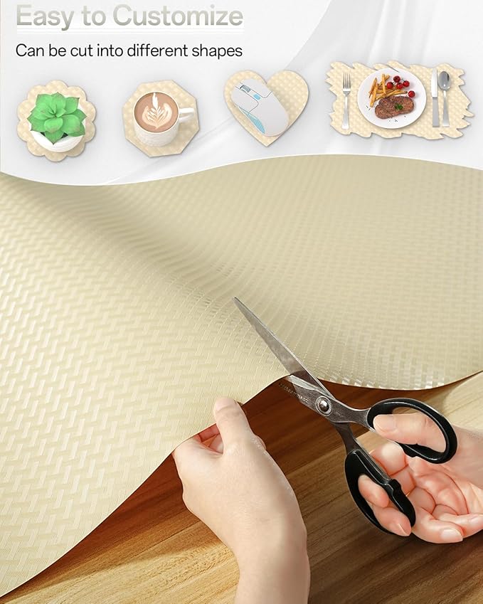 Shelf and Drawer Liner for Kitchen Cabinet, Non-Adhesive 18in x 120in Waterproof Contact Paper Refrigerator Liners Thickened Durable EVA Material Non Slip Mat for Dresser Cupboard Pantry Protector