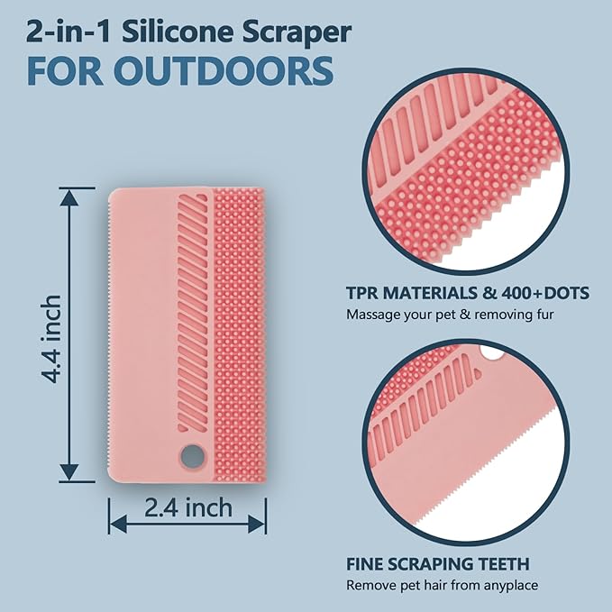3-in-1 Pet Hair Remover & Grooming Set – Self-Cleaning Cat Dog Brush for Shedding Fabric Shaver & Portable Carpet Scraper & Lint Remover for Clothes Carpet Furniture Couch Car Mats